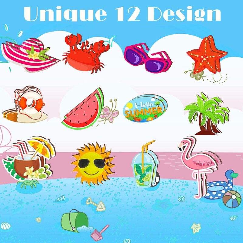 24Pcs Summer Ornaments for Tree Wood Hanging Beach Party Decoration Hawaiian Beach Wooden Pendant Decorations with Rope and Holes for Luau Party Supplies Summer Decorations - Image 7