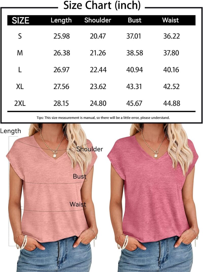 AUTOMET Womens V Neck Tshirts Cap Sleeve Casual Tops Oversized Cute T Shirts Summer Clothes Trendy Basics Tees Clothing - Image 6