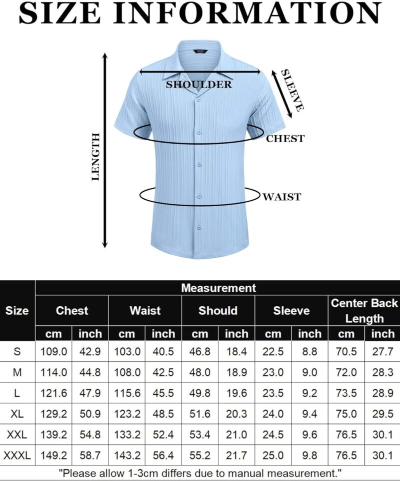 COOFANDY Men's Casual Shirts Short Sleeve Button Down Shirts Fashion Textured Summer Beach Shirt - Image 6