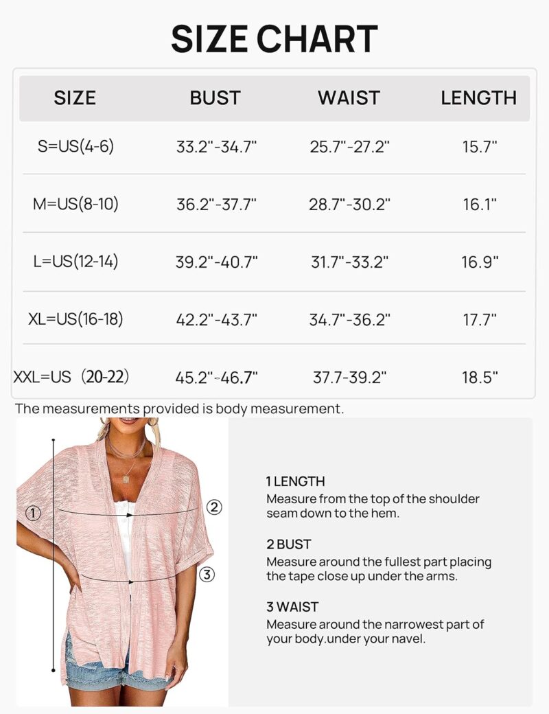 MEROKEETY Womens 2024 Summer Lightweight Cardigan Short Sleeve Open Front Casual Loose Cover Ups - Image 6