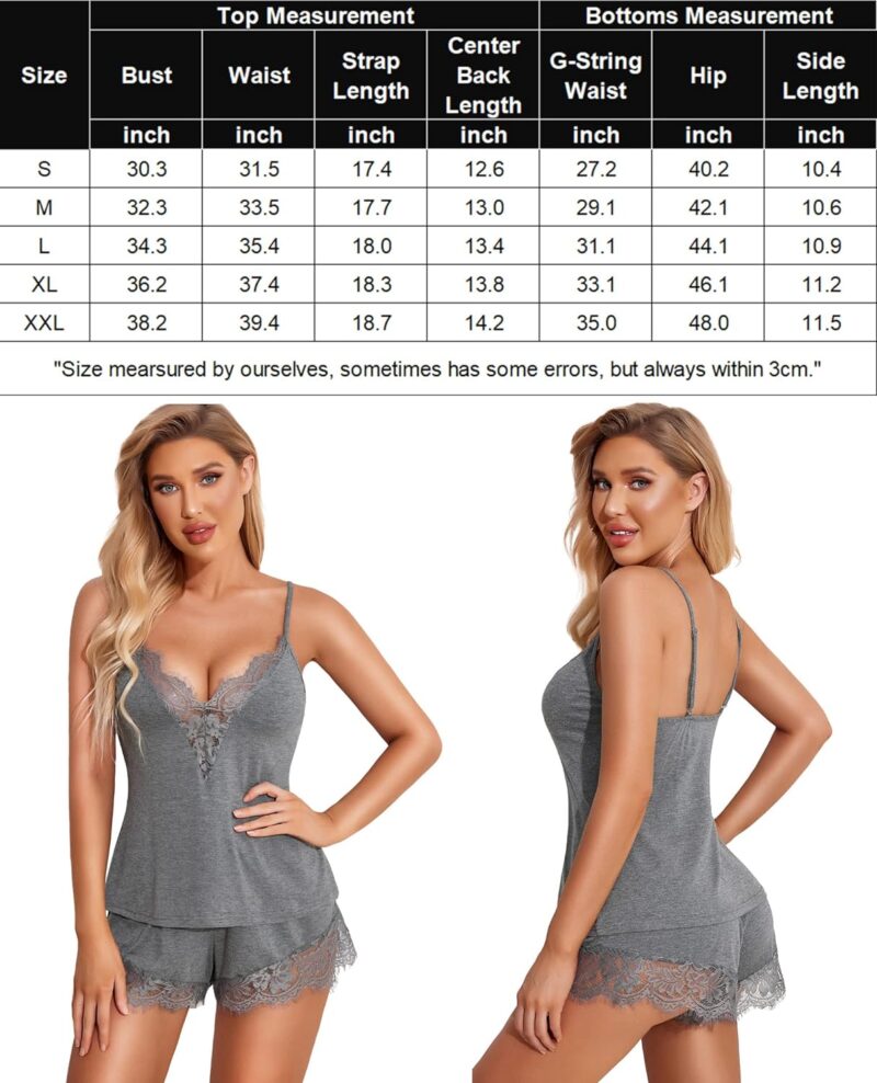 Avidlove Women Pajama Set Lace Trim Short PJ Set Modal V Neck Sleeveless Sleepwear Drawstring Waist Nightwear S~XXL - Image 7