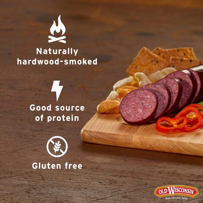 Old Wisconsin Premium Summer Sausage, 100% Natural Meat, Charcuterie, Ready to Eat, High Protein, Low Carb, Keto, Gluten Free, Beef Flavor, 8 Ounce - Image 3