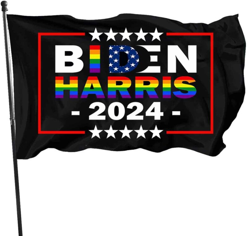 Biden Harris 2024 Rainbow Flag Gay Pride LGBT Democrat Flag with Brass Grommets 3X5 Feet Outdoor Banner Polyester Flag