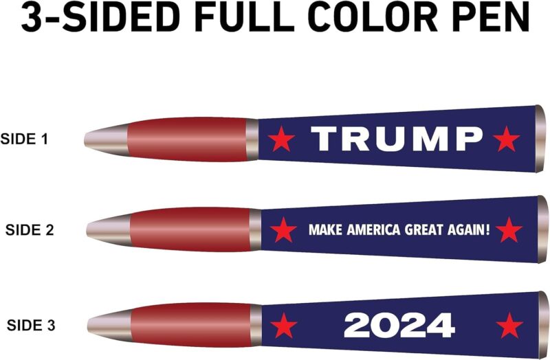 Trump Collectors Set Ballpoint Pen, Black Grip, MAGA Trump 2024 Design, Trump Merchandise Donald Trump Gifts for Men & Women, Make America Great Again Donald Trump Pen - Imprinted In USA (3-Sided Pen) - Image 6