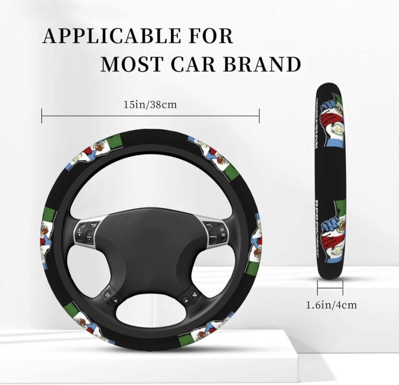 Mexico and Guatemala Mexican and Guatemalan Flag Steering Wheel Cover for Men Women Anti-Slip Elastic Thickened Steering Wheel Cover Universal Fit 15 Inch - Image 6