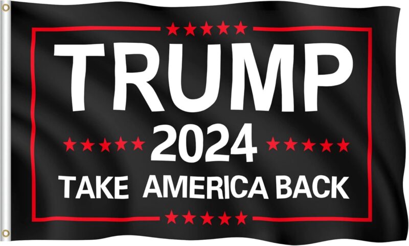 Trump 2024 Flag 3x5 Feet, Donald Trump Flag 2024- Take America Back Flag with 2 Brass Grommets - Vivid Printing Banner for Outdoor & Indoor (Trump flag 2024-Black)