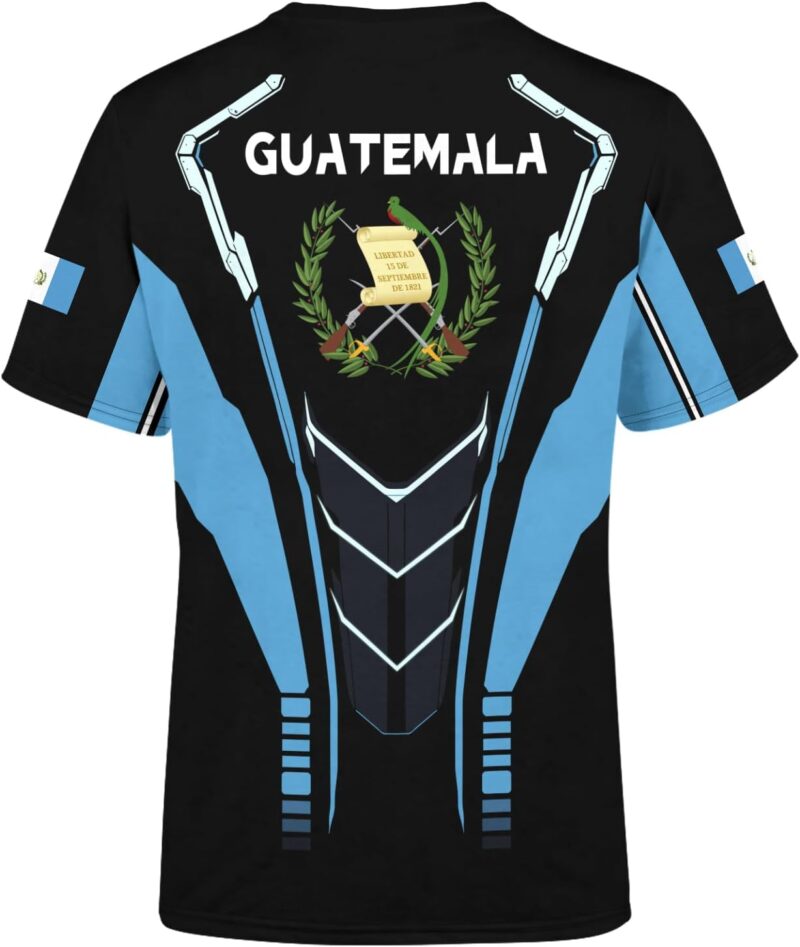 BJU Guatemala Flag T-Shirt Flag Badge Novelty Tee Printed Crewneck Short Sleeve Casual Top Unisex - Image 2