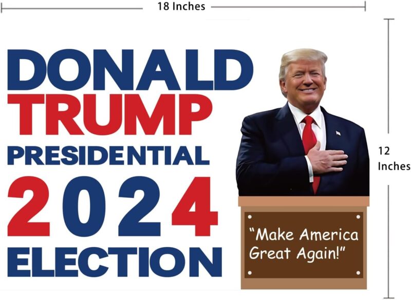 Pro Trump 2024 Yard Sign President Election Sign Political Campaign Election Lawn Trump Yard Sign with Yard Stake 12''x18'' Large - Image 2