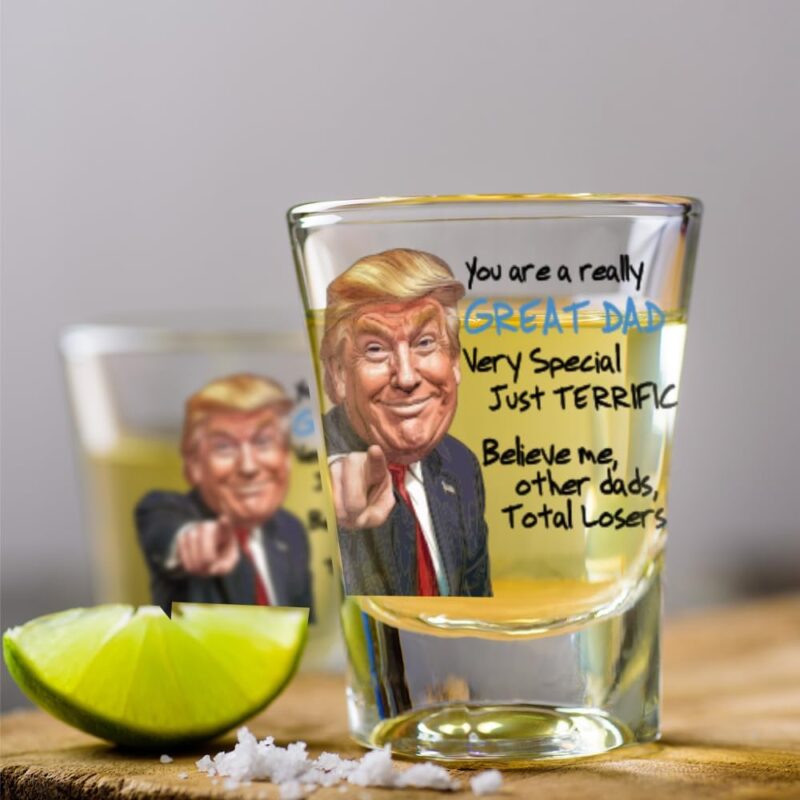 Funny Novelty Glass for Dad - Donald Trump Father's Day Beer, Whiskey, or Can Glass Gift, Funny Father’s Day Gift for Husband, Father, or Stepfather - Trump Stuff Maga Merch (110-15193-D, SHOT GLASS) - Image 3