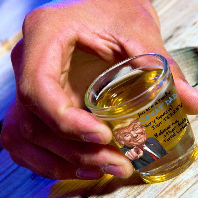 Funny Novelty Glass for Dad - Donald Trump Father's Day Beer, Whiskey, or Can Glass Gift, Funny Father’s Day Gift for Husband, Father, or Stepfather - Trump Stuff Maga Merch (110-15193-D, SHOT GLASS) - Image 2