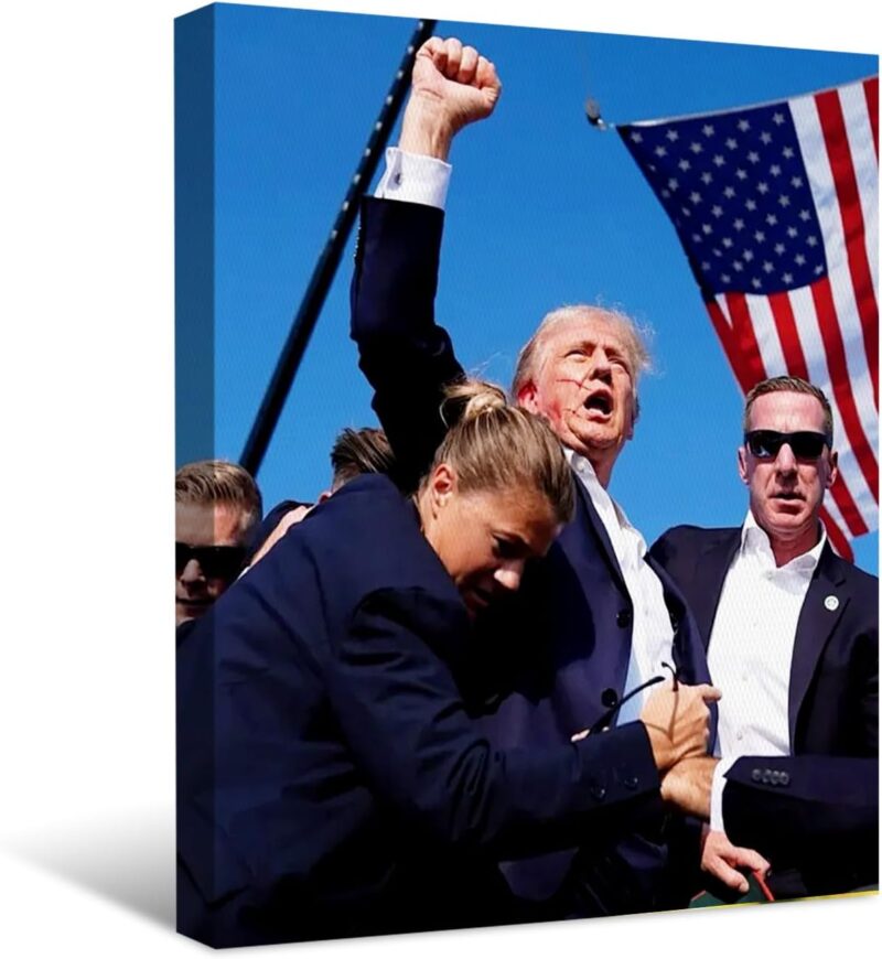 EKSPRINT Donald Trump Assassination Keep Fighting Picture 2024 on Canvas Prints Wall Art Made In USA, Pictures Print Decoration, Iconic American History Photo