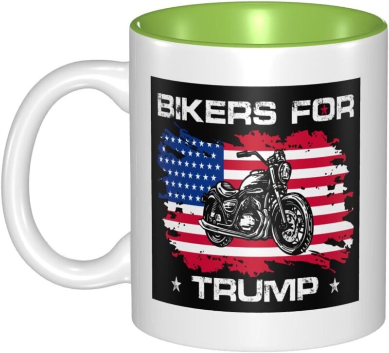 Bikers For Trump 2024 Pro Vote Trump Fu-Ck Biden Mug 11 Oz Coffee Mug For Work Office Home Tea Coffee Cup