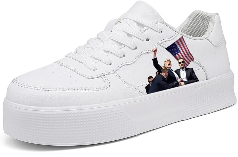 Men's Daily Sneaker with Trump 2024 Flag Casual Shoes US Fashion Classic Lace-Up Low Top Loafer for Women