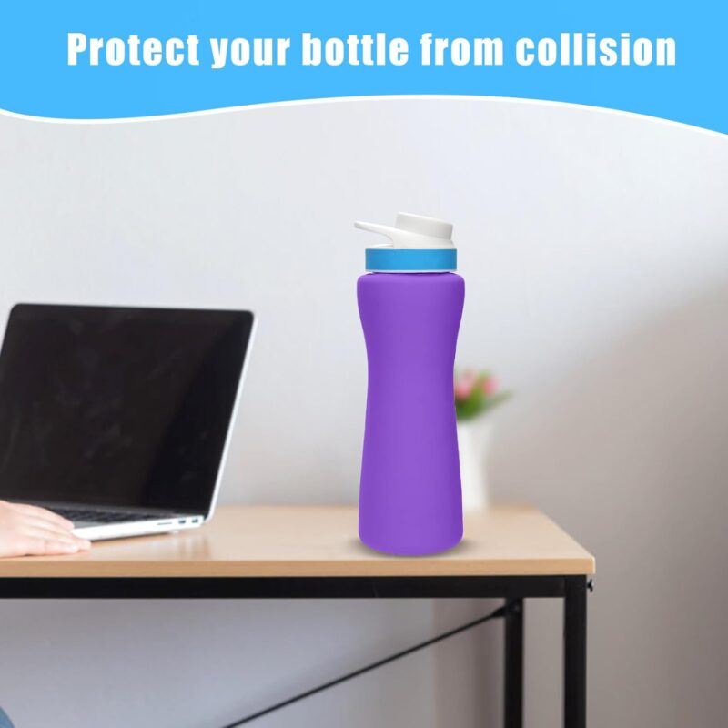 Sleeve for Cirkul Water Bottle 22OZ, Silicone Water Bottle Sleeve for Cirkul Plastic Water Bottle Insulated Protective Cover Water Bottle Holder Accessories Prevent Collision (Purple) - Image 3