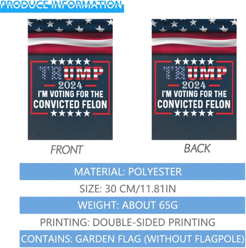 I'm Voting For The Convicted Felon Trump 2024 Yard Flags One Size Funny Vintage Outdoor Flag Double Sided Backyard Outdoor Flag - Image 3