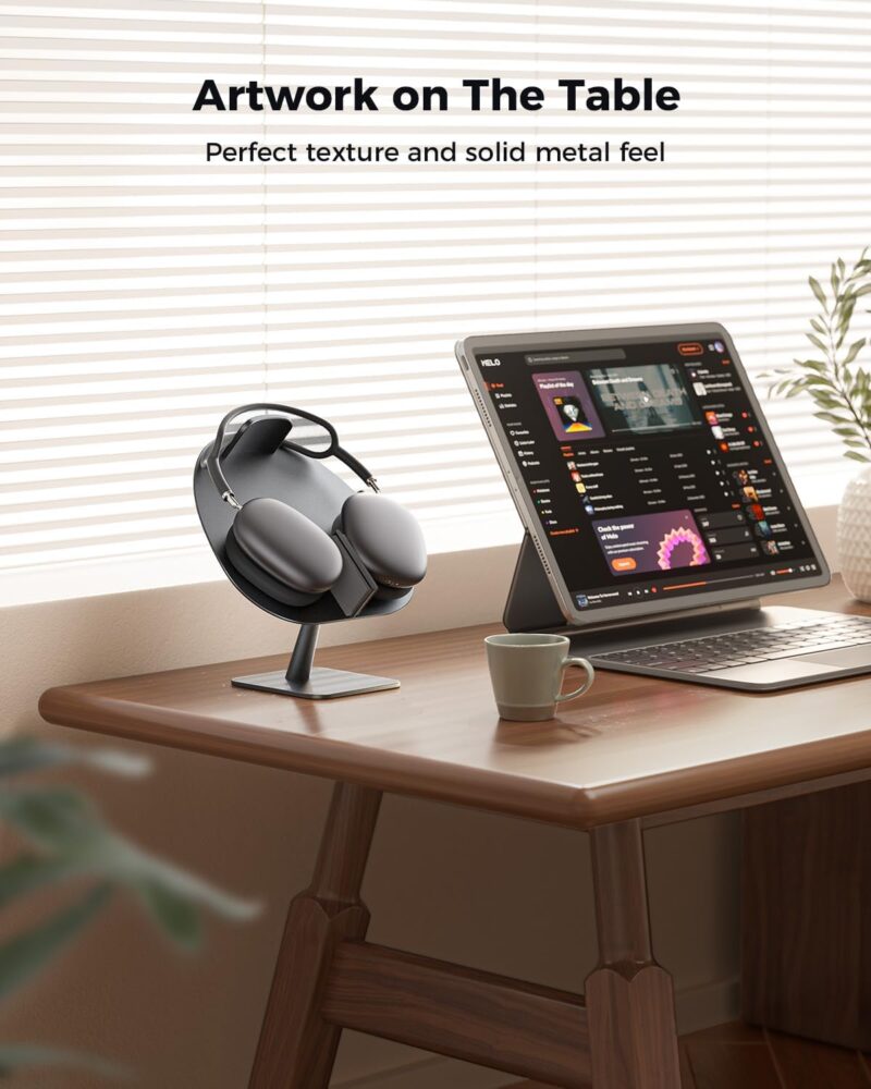 SUPERONE 2024 Newest Airpods Max Stand with Auto-Sleep Mode, Airpods Max Holder Stand with with Protective Pad, Aluminum Alloy Headphone Stand, Grey - Image 7