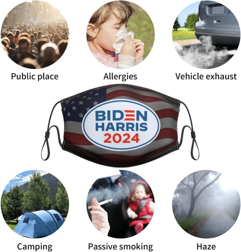 Face Mask Biden Harris 2024 Dust Mask Breathable Adjustable Reusable Windproof Cover - Image 6