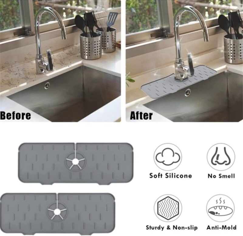 Kitchen Bathroom Silicon Sink Splash Drying Mat, Faucet Drip Protector, Commonly Used Sink Accessories In Bars, Rvs, Kitchens, Bathrooms And Farmhouses. - Image 5