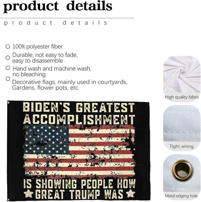 Funny Anti Biden Biden's Greatest Accomplishment Is Trump 2024 Funny Flags Funny Flags 3x5 Outdoor Positive Outdoor Flag, white - Image 4