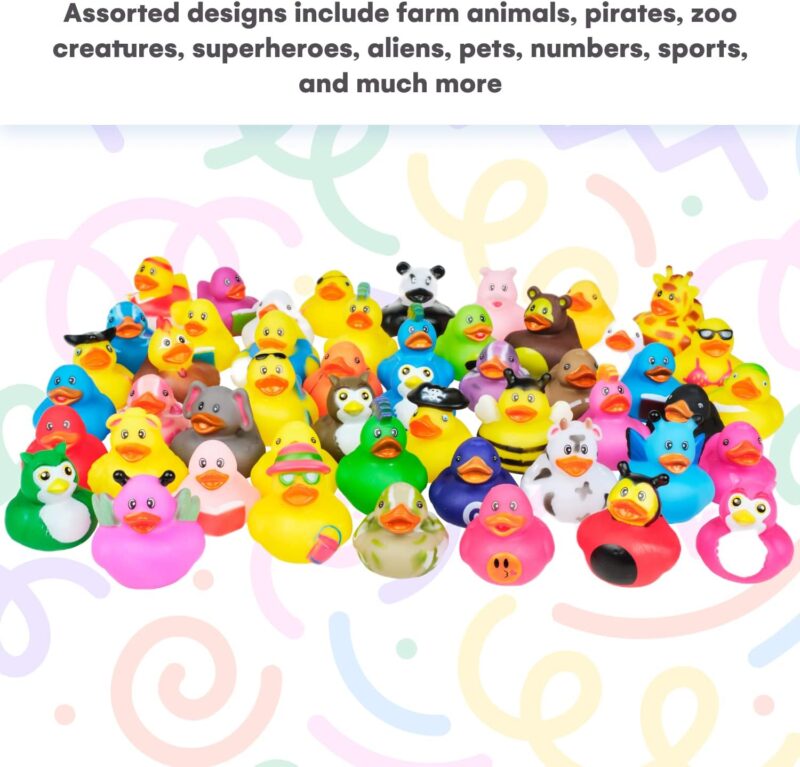 Kicko Assorted Rubber Ducks with Mesh Bag - 50 Ducklings, 2 Inch – Jeep Ducks for Kids, Baby Bath Toys, Sensory Play, Stress Relief, Novelty, Stocking Stuffers, Classroom Prizes, Supplies, Holidays - Image 3