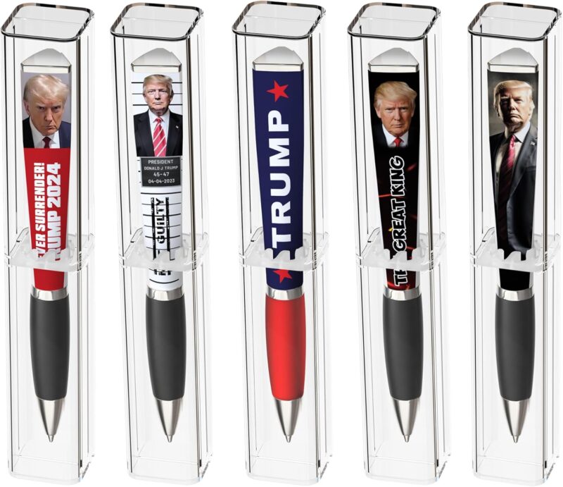 Trump Collectors Set Ballpoint Pen, Black Grip, MAGA Trump 2024 Design, Trump Merchandise Donald Trump Gifts for Men & Women, Make America Great Again Donald Trump Pen - Imprinted In USA (3-Sided Pen)