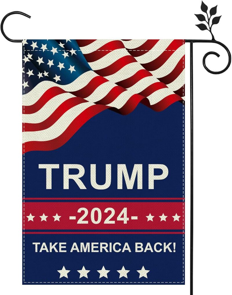 Trump 2024 Flag Take America Back, Double Sided Garden Flags, Support Donald Trump Yard Signs 2024, Clear Pattern Reinforcement Fade Resistant for Lawn Outdoor Decorations