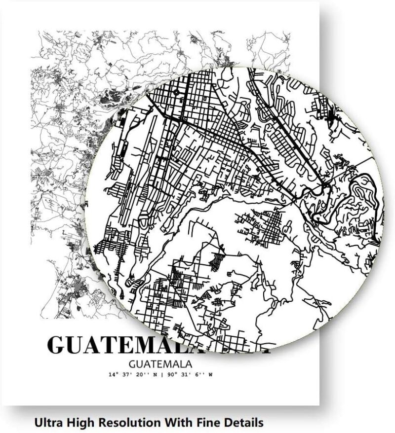 Eleville 8X10 Unframed Guatemala City Guatemala City View Abstract Road Modern Map Art Print Poster Wall Office Home Decor Minimalist Line Art Hometown Housewarming wgn335 - Image 7