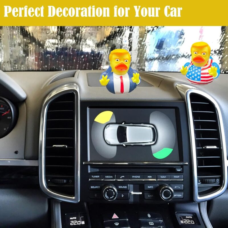 2Pcs Jeeps Duck Trump 2024 Rubber Duckies Trumpinator Trump Merchandise, Baby Bath Ducking Bath Toy Trump Merch Trump 2024, Trump Collection Car Decoration for Kids - Image 4