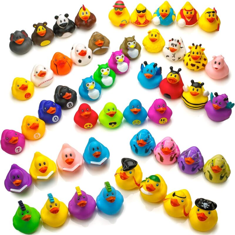 Kicko Assorted Rubber Ducks with Mesh Bag - 50 Ducklings, 2 Inch – Jeep Ducks for Kids, Baby Bath Toys, Sensory Play, Stress Relief, Novelty, Stocking Stuffers, Classroom Prizes, Supplies, Holidays - Image 7