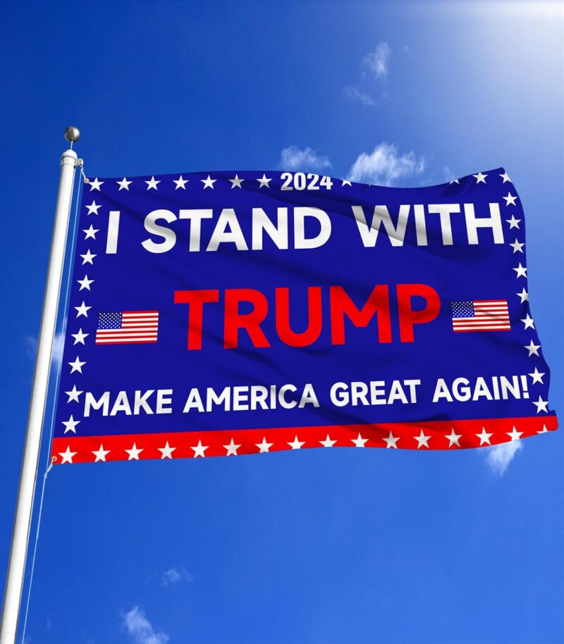 I Stand with Trump 3x5 Ft Flags, 2024 Donald Trump For President Campaign Poster Banner Sign for Indoor Outdoor Decoration - Image 3