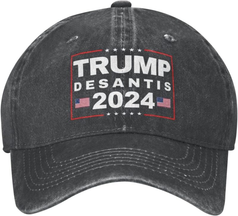 Trump Desantis 2024 Hat Adjustable Baseball Cap Dad Cap Unisex Hat Black