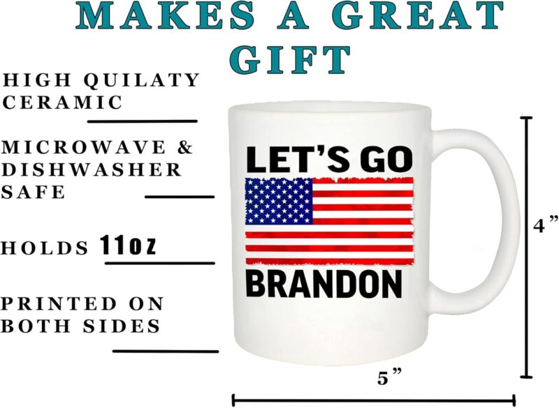 Rogue River Tactical Funny Novelty Coffee Mug- Let's Go Brandon Cup, Great Idea for Gift, 11 Oz, White - Image 3