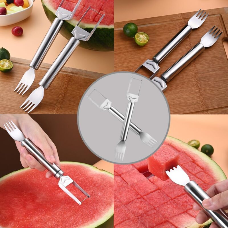 Watermelon Slicer 2-in-1 Stainless Steel Fruit Cutter Tool for Women Men,2024 Upgraded Watermelon Cutter Tools for Mom Dad Teacher,Watermelon Slicer Tools for Summer Camping Kitchen Gadget (2) - Image 3