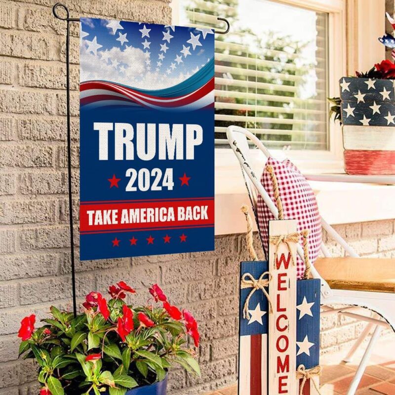 Donald Trump 2024 Take America Back Burlap Garden Flag, Small Double Sided Premium Fabric, 12" x 18"，US Election Patriotic Outdoor Decoration Banner for Yard Lawn (Blue 001) - Image 6