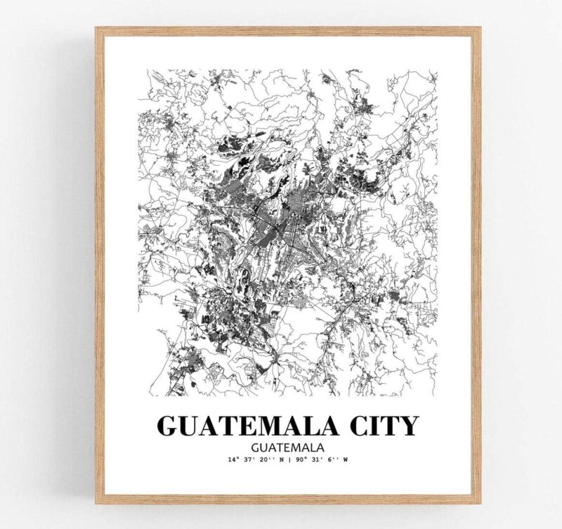 Eleville 8X10 Unframed Guatemala City Guatemala City View Abstract Road Modern Map Art Print Poster Wall Office Home Decor Minimalist Line Art Hometown Housewarming wgn335