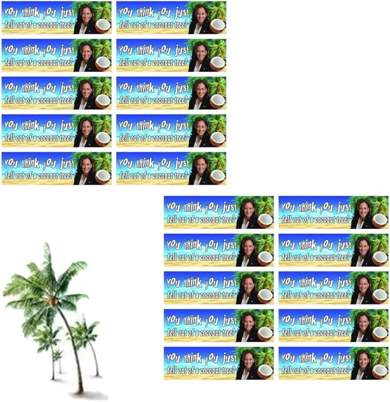 You Think You Just Fell Out of a Coconut Tree? 10/20 Pack Kamala Harris Sticker, Kamala Harris for President Bumper Sticker, Keramala Harris 2024 President Vintage Sticker(20pack-Type B)