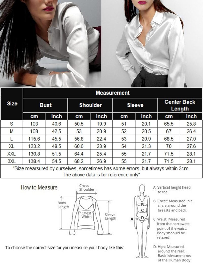 HOTOUCH Women Satin Silk Button Down Shirt Ladies Long Sleeve Tops V Neck Loose Blouse Dressy Business Casual Work Tunic Fall - Image 6