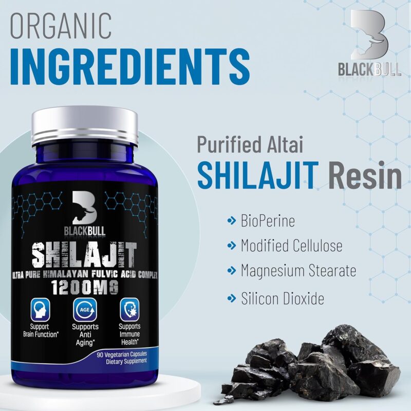 Blackbull Shilajit Pure Himalayan Organic Capsules - Natural Shilajit Resin Organic with 20% Fulvic Acid Supplement, Brain Health, Aging Immune Support - Pure Himalayan Shilajit - Image 2