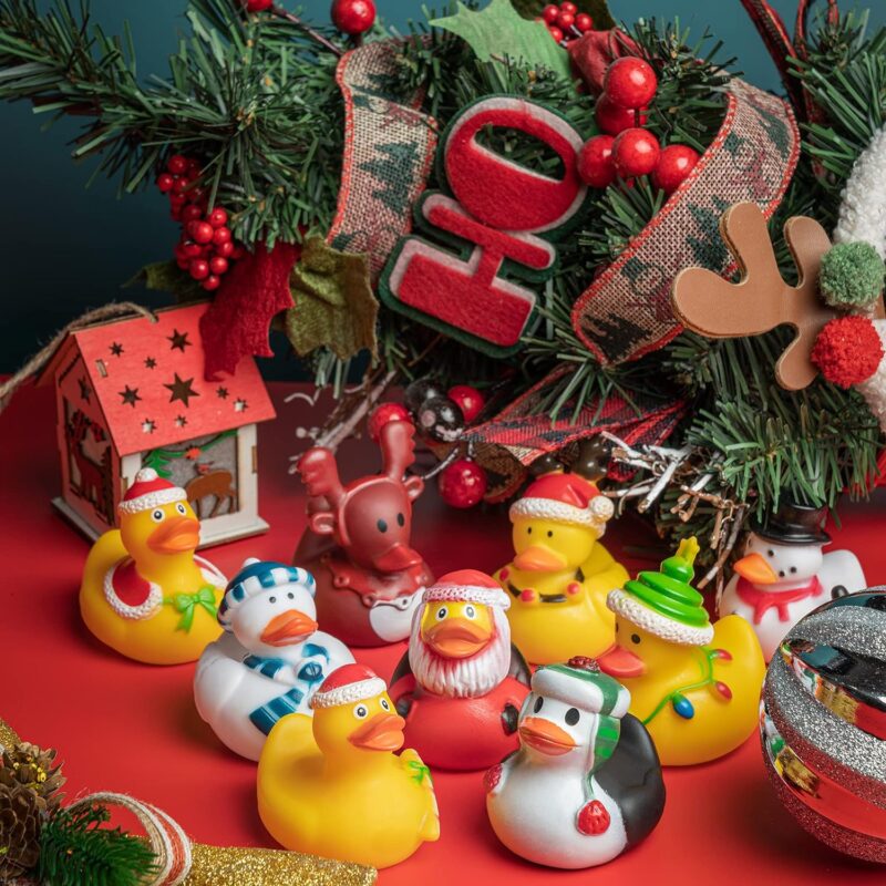 Haooryx 20Pcs Christmas Rubber Duckies Toys, Fancy Novelty Christmas Ducks Party Decorations for Kids Classroom Prizes Ducky Birthday Gift Xmas Winter Holiday Party Favors Goodie Bag Fillers - Image 4