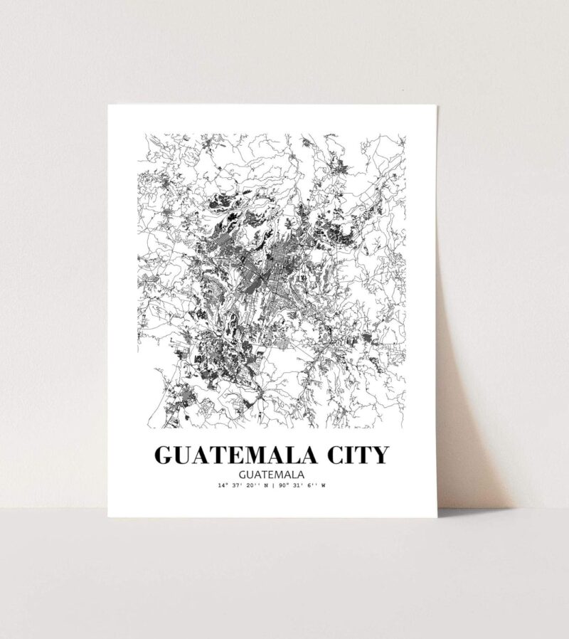 Eleville 8X10 Unframed Guatemala City Guatemala City View Abstract Road Modern Map Art Print Poster Wall Office Home Decor Minimalist Line Art Hometown Housewarming wgn335 - Image 3