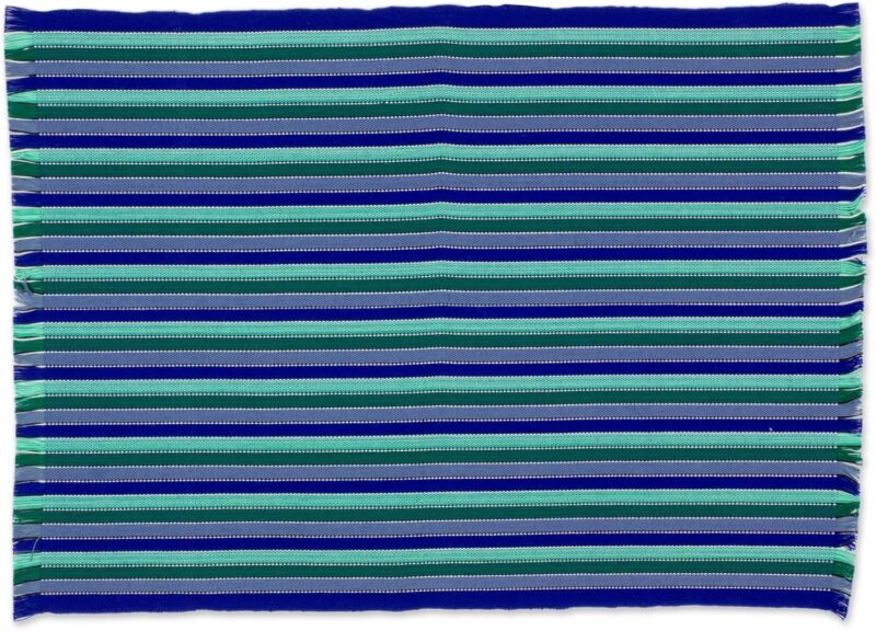 NOVICA Artisan Handmade Cotton Placemats Striped in Blue from Guatemala Tableware 'Colors of The Sea'(Set of 6) - Image 3