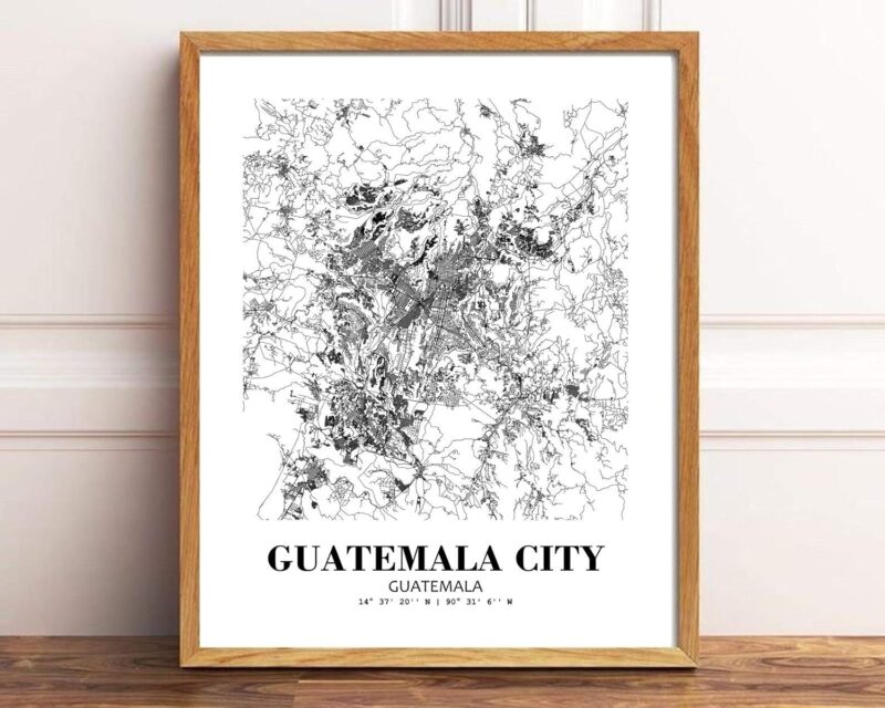 Eleville 8X10 Unframed Guatemala City Guatemala City View Abstract Road Modern Map Art Print Poster Wall Office Home Decor Minimalist Line Art Hometown Housewarming wgn335 - Image 2