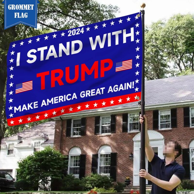 I Stand with Trump 3x5 Ft Flags, 2024 Donald Trump For President Campaign Poster Banner Sign for Indoor Outdoor Decoration - Image 4