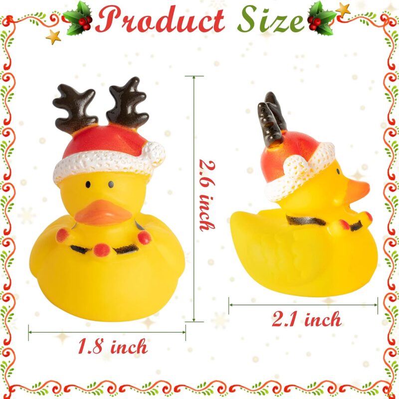 Haooryx 20Pcs Christmas Rubber Duckies Toys, Fancy Novelty Christmas Ducks Party Decorations for Kids Classroom Prizes Ducky Birthday Gift Xmas Winter Holiday Party Favors Goodie Bag Fillers - Image 3