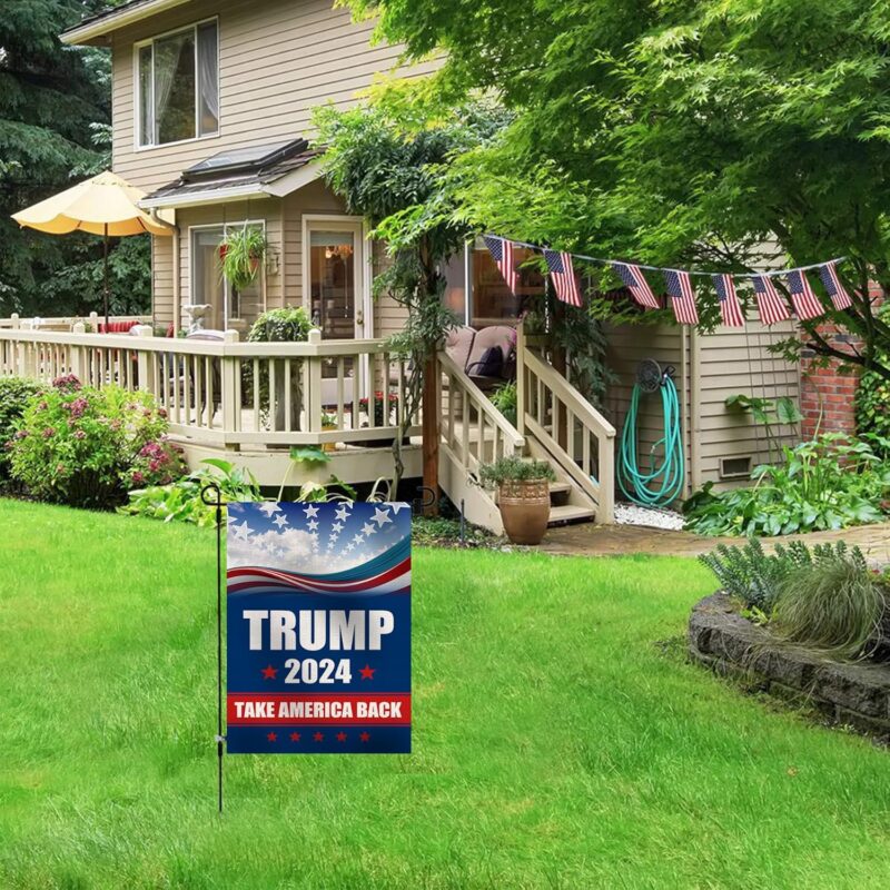 Donald Trump 2024 Take America Back Burlap Garden Flag, Small Double Sided Premium Fabric, 12" x 18"，US Election Patriotic Outdoor Decoration Banner for Yard Lawn (Blue 001) - Image 5