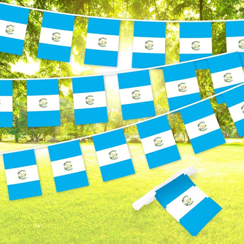 G128 Guatemala Guatemalan Bunting Banner | Flag 8.2 x 5.5 Inch, Full String 33 Feet | Printed 150D Polyester, Decorations For Bar, School, Festival Events Celebration