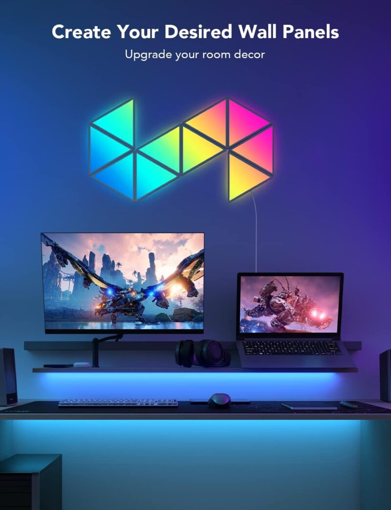 Govee Triangle Light Panels, RGBIC Glide Wall Light, Multicolor Effects, Music Sync, DIY Design, Smart APP Control, Works with Alexa & Google Assistant for Room, Gaming, 10 Pack(Not support 5G Wifi) - Image 2