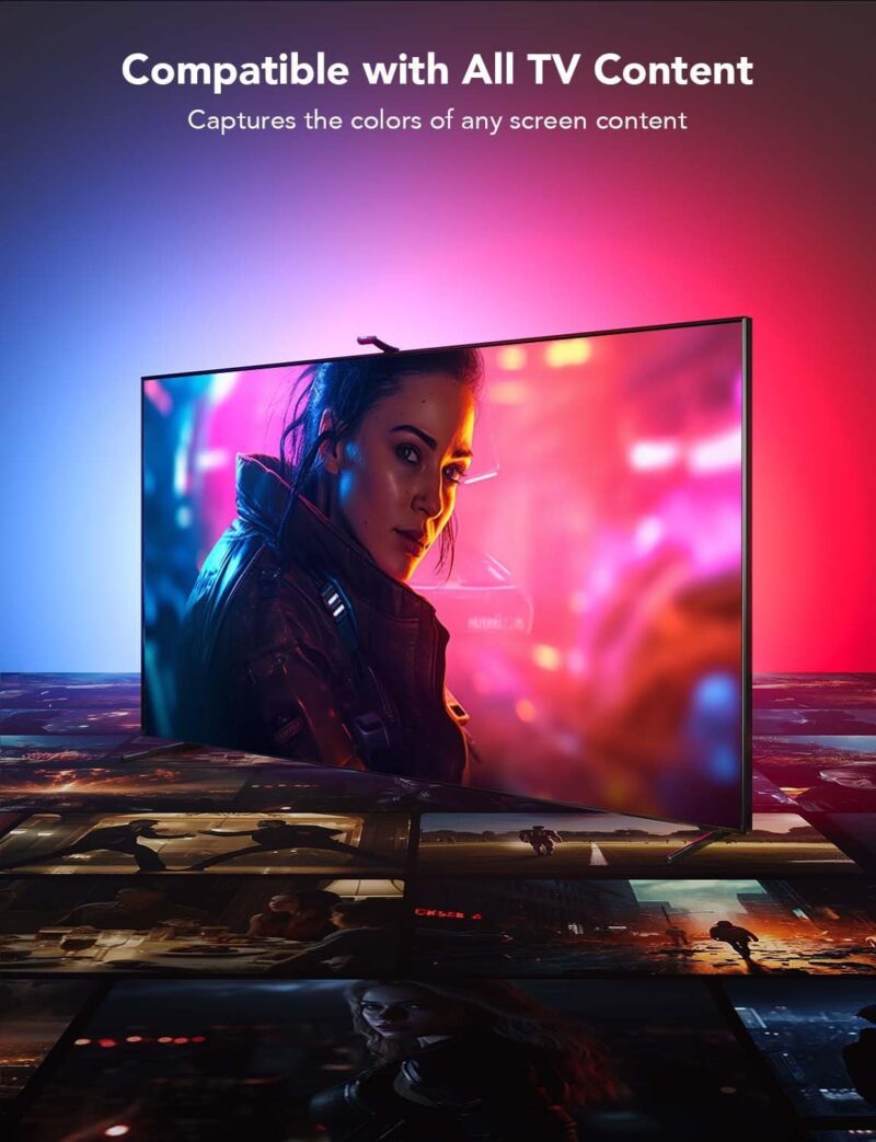 Govee Envisual TV LED Backlight T2 with Dual Cameras, 21ft RGBIC Wi-Fi LED Strip Lights for 98-100 inch TVs, Double Strip Light Beads, Adapts to Ultra-Thin TVs, Smart App Control, Music Sync, H605C - Image 4