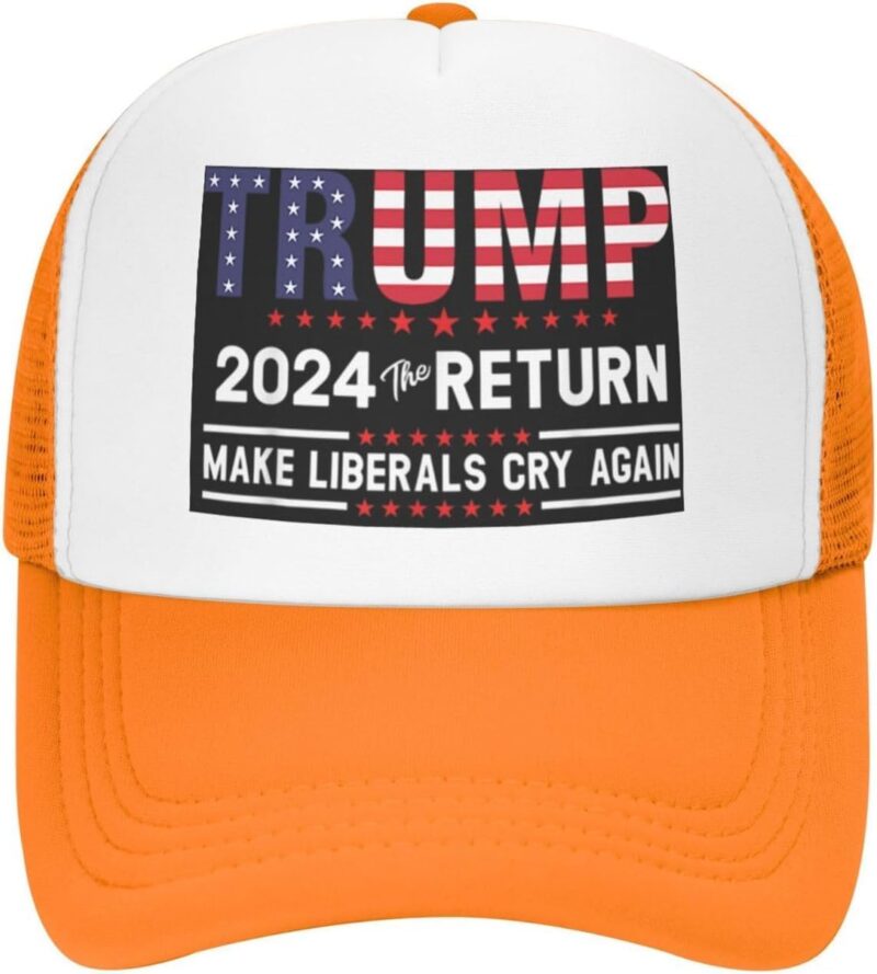 Funny Donald Trump 2024 The Return Make Liberals Cry Again Trump Lovers Gift Trucker Hat Adult Mesh Baseball Cap Black