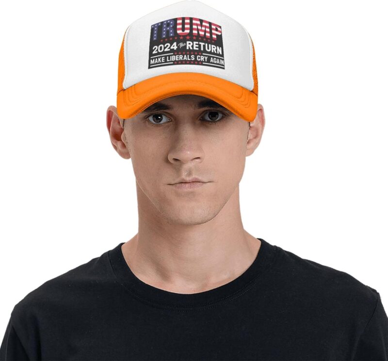 Funny Donald Trump 2024 The Return Make Liberals Cry Again Trump Lovers Gift Trucker Hat Adult Mesh Baseball Cap Black - Image 8